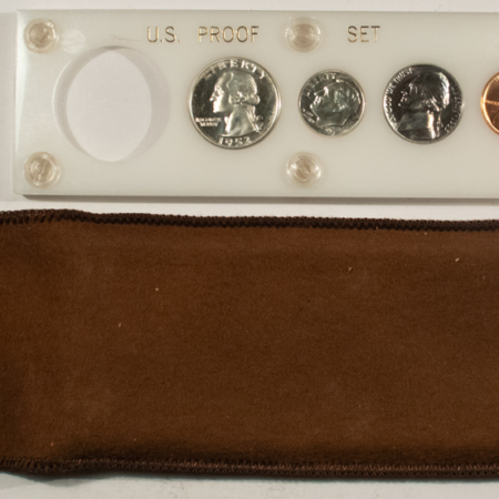 New Store Items 1953 PARTIAL US MINT SILVER PROOF SET (NO 50C) GEM PROOF, VINTAGE CAPITAL HOLDER