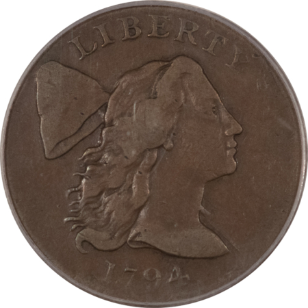 Early Copper & Colonials 1794 FLOWING HAIR LARGE CENT, HEAD OF 1794, S-22 – PCGS VF-20, GREAT COLOR!