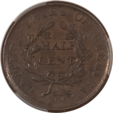 Draped Bust Half Cents 1807 DRAPED BUST HALF CENT – PCGS AU-53, NICE SMOOTH PLANCHET
