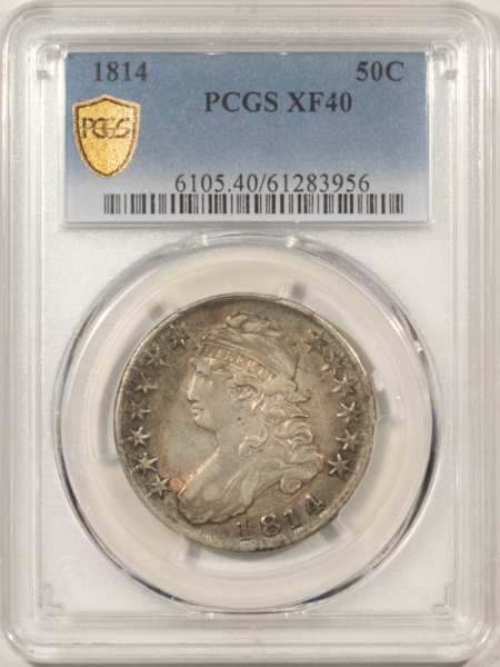 Early Halves 1814 CAPPED BUST HALF DOLLAR – PCGS XF-40, ATTRACTIVE & WHOLESOME!
