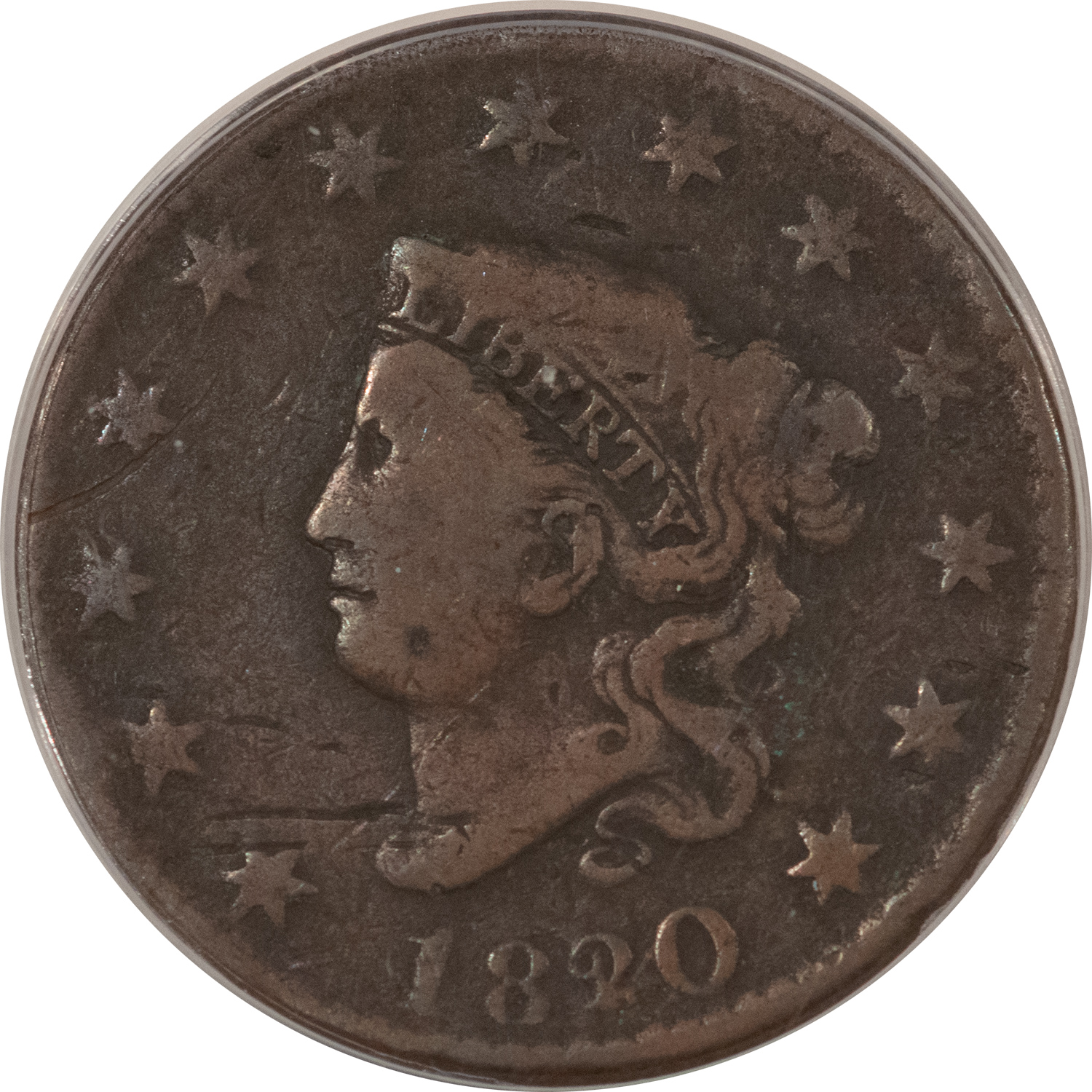 Coronet Head Large Cents 1820/19 CORONET HEAD LARGE CENT, N-1 CORRODED, SCRATCHED – ANACS VG-10 DETAILS Coronet Head Large Cents 1820/19 CORONET HEAD LARGE CENT, N-1 CORRODED, SCRATCHED – ANACS VG-10 DETAILS