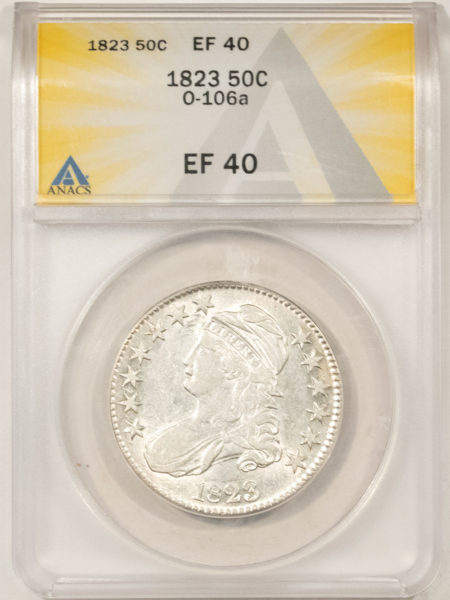 Early Halves 1823 CAPPED BUST HALF DOLLAR, O-106a – ANACS EF-40