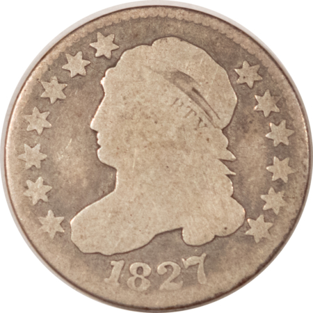 Capped Bust Dimes 1827 CAPPED BUST DIME – PLEASING CIRCULATED EXAMPLE!