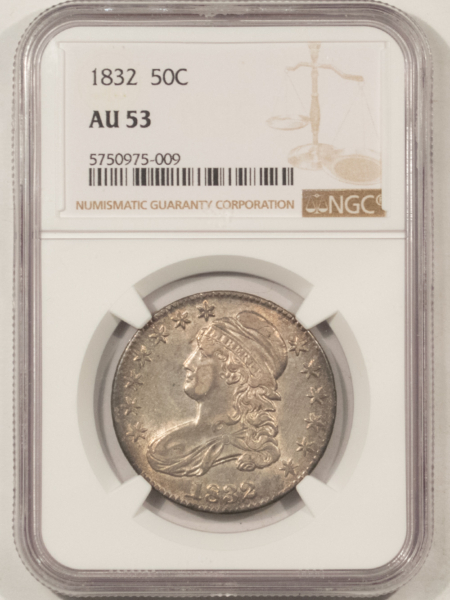 Early Halves 1832 CAPPED BUST HALF DOLLAR SMALL LETTERS, O-112 R-2 – NGC AU-53