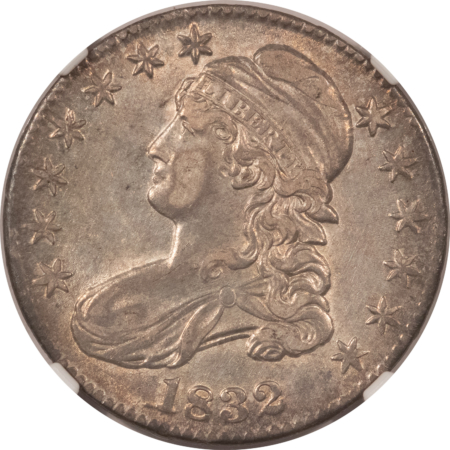 Early Halves 1832 CAPPED BUST HALF DOLLAR SMALL LETTERS, O-112 R-2 – NGC AU-53
