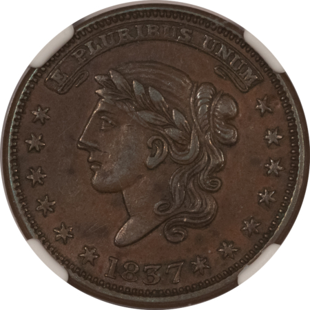 Civil War & Hard Times 1837 HARD TIMES TOKEN, HT-42, LIBERTY, NOT ONE CENT FOR TRIBUTE – NGC AU-55 BN