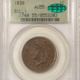 CAC Approved Coins 1837 CORONET HEAD LARGE CENT – PCGS AU-53, PQ, OLD GREEN HOLDER & CAC APPROVED!