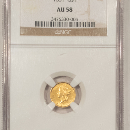$1 1851 TYPE 1 $1 GOLD DOLLAR – NGC AU-58