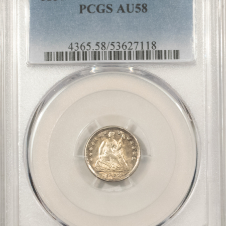 Half Dimes 1857 SEATED LIBERTY HALF DIME – PCGS AU-58, PRETTY!