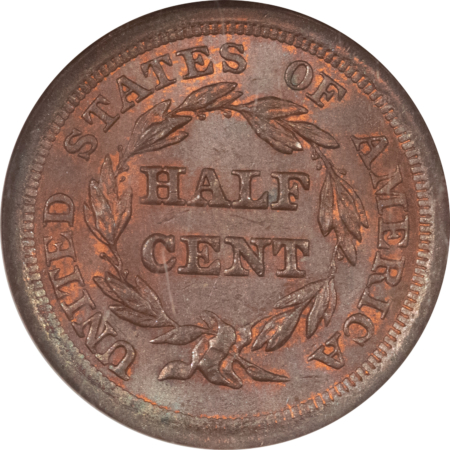 Braided Hair Half Cents 1857 BRAIDED HAIR HALF CENT C-1 – NGC MS-64 RB FRESH, PREMIUM QUALITY AND CAC!