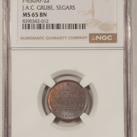 Civil War & Hard Times (1861-65) NEW YORK NY F-630AF-2a JAC GRUBE SEGARS, R-2 NGC MS-65 BN, TOUGH IN 65
