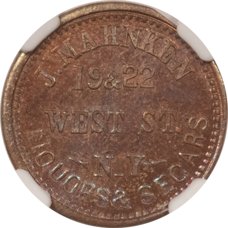 Civil War & Hard Times (1861-65) NY NY F-630AT-5a J MAHNKEN LIQUORS, R-4 – NGC MS-65 BN GORGEOUS GEM!