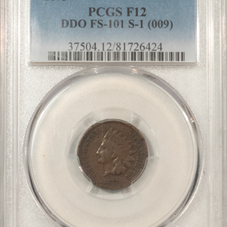 Indian 1873 INDIAN CENT CLOSED 3, DOUBLED DIE OBVERSE FS-101 S-1 (009) PCGS F-12 SCARCE
