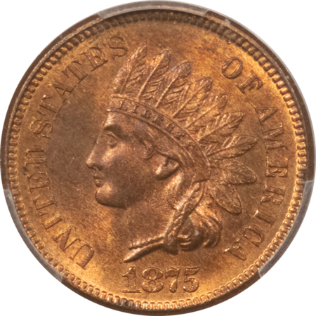CAC Approved Coins 1875 INDIAN CENT EAGLE EYE- PCGS MS-64 RB CAC, LOOKS GEM! PREMIUM QUALITY++!