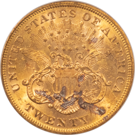 $20 1876 $20 LIBERTY GOLD DOUBLE EAGLE – PCGS AU-50, OLD GREEN HOLDER, A REAL BU!