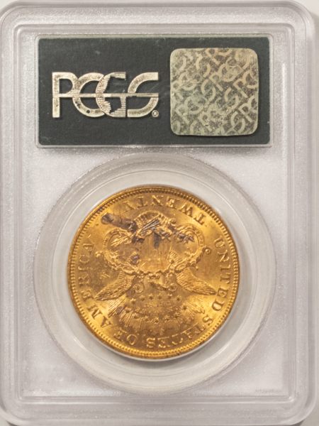 $20 1876 $20 LIBERTY GOLD DOUBLE EAGLE – PCGS AU-50, OLD GREEN HOLDER, A REAL BU!