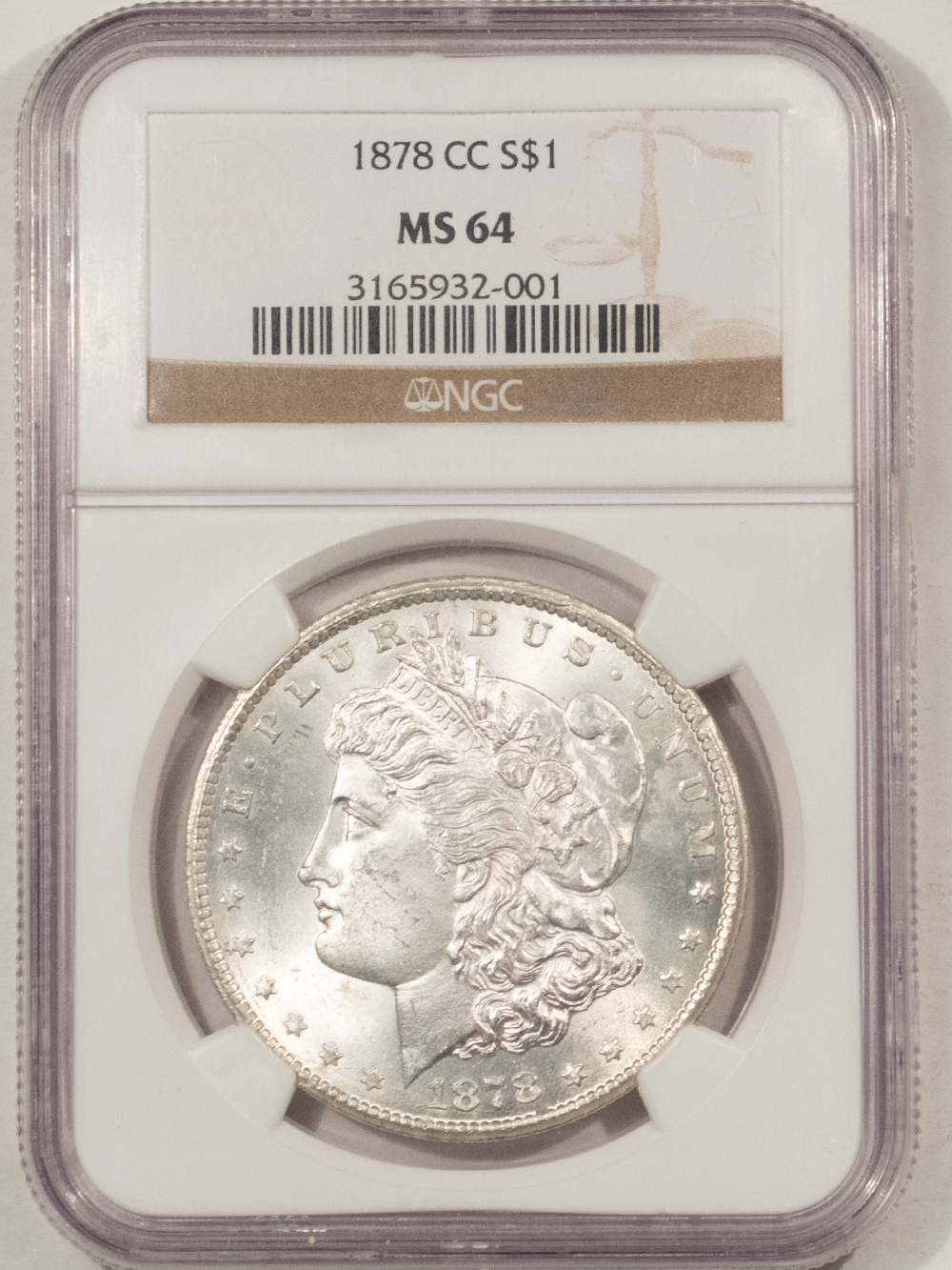 Dollars 1878-CC $1 MORGAN DOLLAR – NGC MS-64, BLAST WHITE! FIRST-YEAR CARSON CITY! Dollars 1878-CC $1 MORGAN DOLLAR – NGC MS-64, BLAST WHITE! FIRST-YEAR CARSON CITY!
