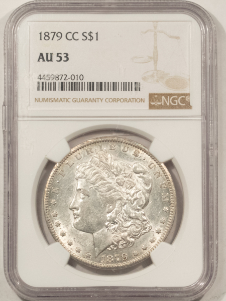 Dollars 1879-CC $1 MORGAN DOLLAR – NGC AU-53, FRESH & LUSTROUS! CARSON CITY!