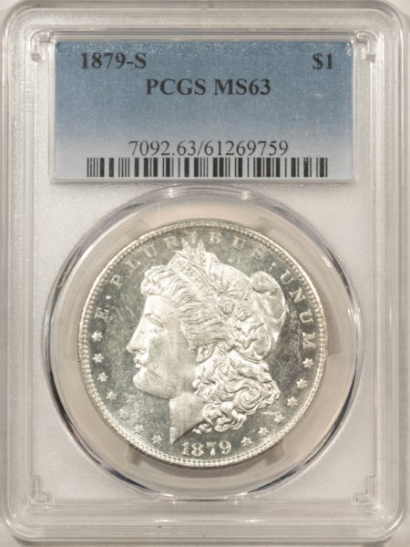 Dollars 1879-S $1 MORGAN DOLLAR – PCGS MS-63, LOOKS PROOFLIKE! OBVERSE DEEP!