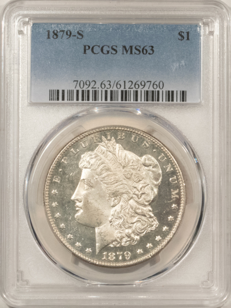 Dollars 1879-S $1 MORGAN DOLLAR – PCGS MS-63, OBVERSE PROOFLIKE & SUPER NICE!