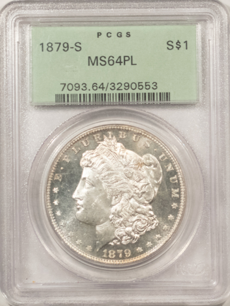 Dollars 1879-S $1 MORGAN DOLLAR – PCGS MS-64 PL, PROOFLIKE OGH, PQ & LOOKS GEM!