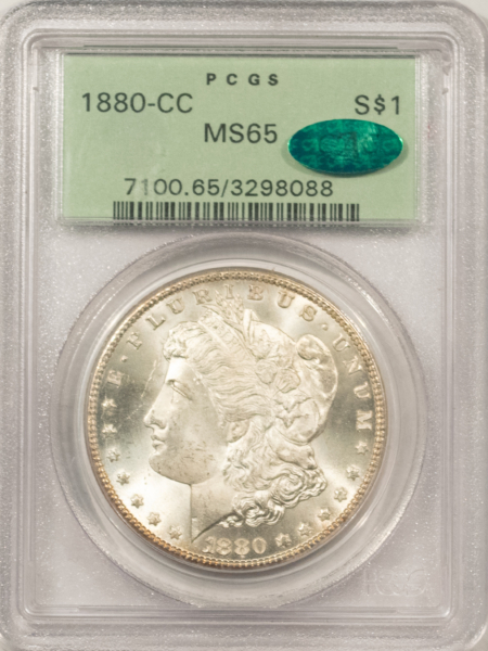 CAC Approved Coins 1880-CC $1 MORGAN DOLLAR – PCGS MS-65, LOOKS 66! OGH! PQ! CAC & CARSON CITY!
