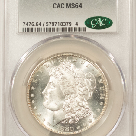 CAC Approved Coins 1880-S $1 MORGAN DOLLAR – CACG MS-64, CAC APPROVED! BLAST WHITE & PQ! LOOKS GEM!