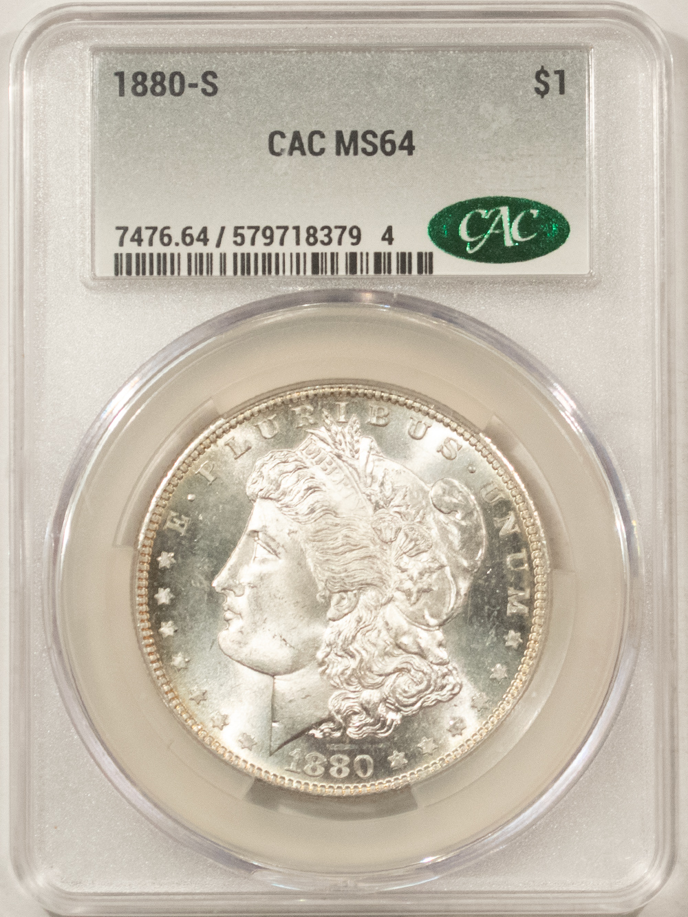 CAC Approved Coins 1880-S $1 MORGAN DOLLAR – CACG MS-64, CAC APPROVED! BLAST WHITE & PQ! LOOKS GEM! CAC Approved Coins 1880-S $1 MORGAN DOLLAR – CACG MS-64, CAC APPROVED! BLAST WHITE & PQ! LOOKS GEM!