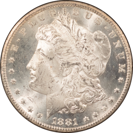 Dollars 1881-CC MORGAN DOLLAR, GSA HARD CASE, W/ BOX & CARD – FROSTY WHITE CARSON CITY!