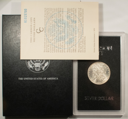 Dollars 1881-CC MORGAN DOLLAR, GSA HARD CASE, BOX & CARD-LUSTROUS WHITE, SUPERB REVERSE!