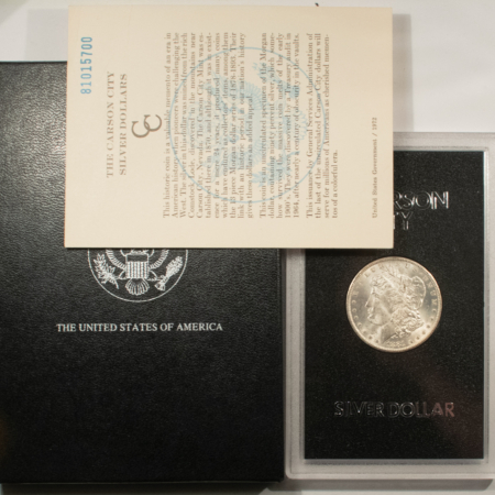 Dollars 1881-CC MORGAN DOLLAR, GSA HARD CASE, BOX & CARD-LUSTROUS WHITE, SUPERB REVERSE!