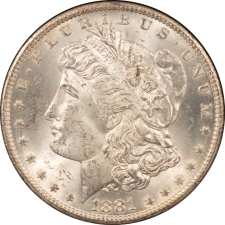Dollars 1881-CC MORGAN DOLLAR, GSA HARD CASE, BOX & CARD-LUSTROUS WHITE, SUPERB REVERSE!