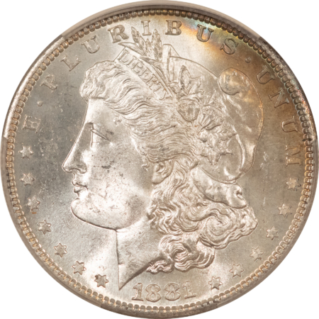 CAC Approved Coins 1881-S $1 MORGAN DOLLAR – CACG MS-64, PRETTY OBV RIM TONING! CAC APPROVED!