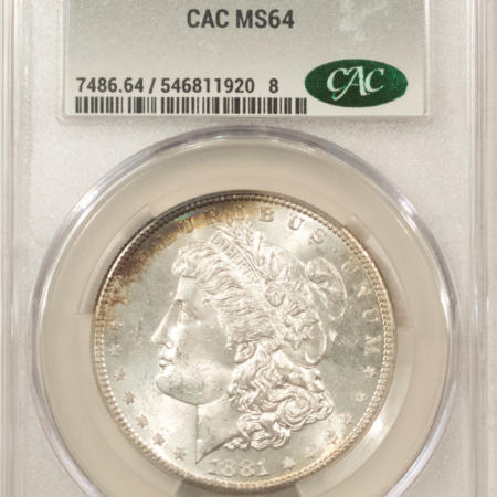 CAC Approved Coins 1881-S $1 MORGAN DOLLAR – CACG MS-64, CAC APPROVED! FLASHY & PRETTY!