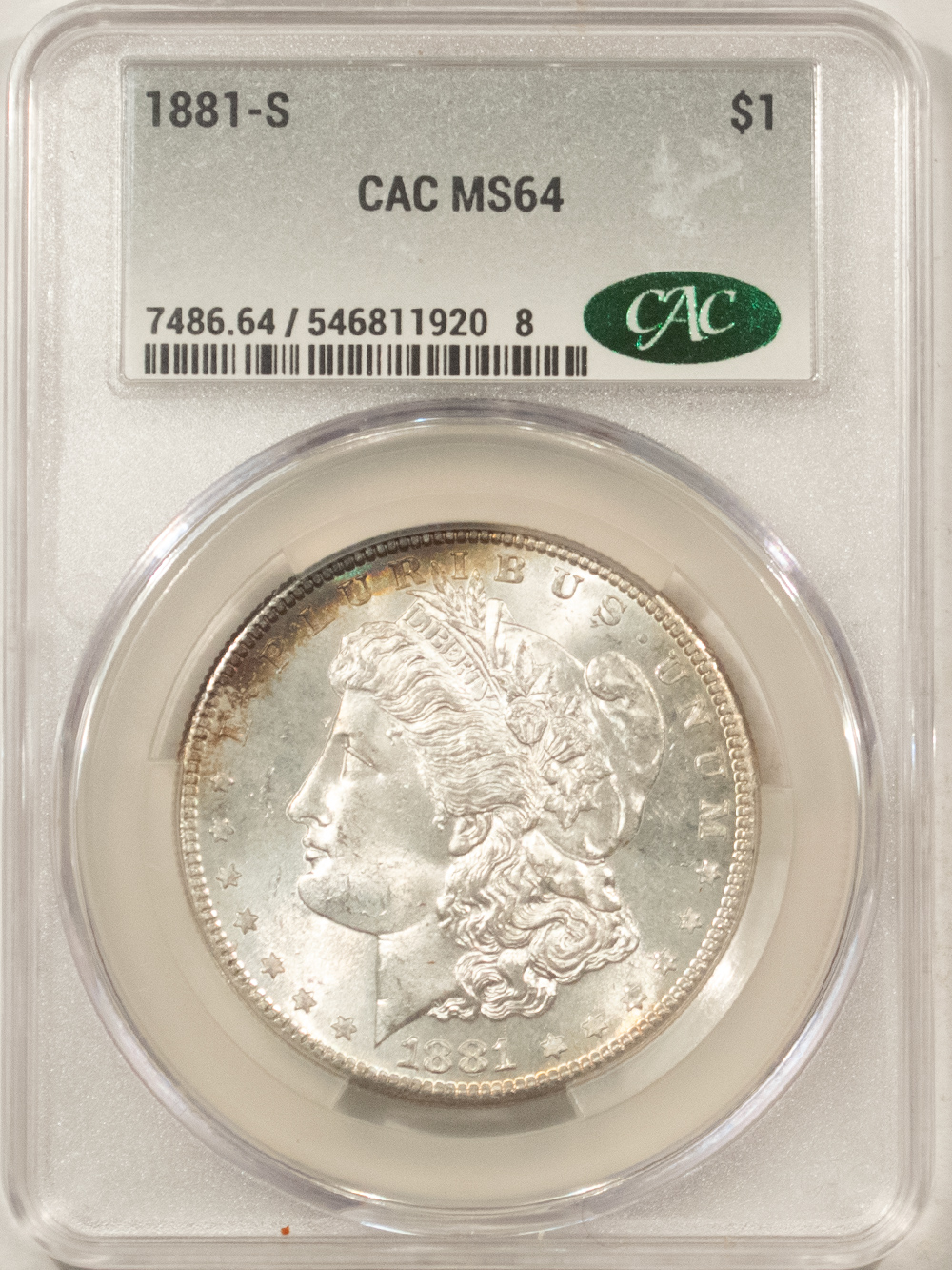 CAC Approved Coins 1881-S $1 MORGAN DOLLAR – CACG MS-64, CAC APPROVED! FLASHY & PRETTY! CAC Approved Coins 1881-S $1 MORGAN DOLLAR – CACG MS-64, CAC APPROVED! FLASHY & PRETTY!