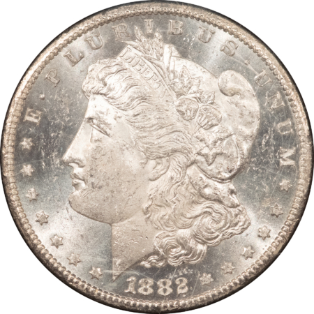 Dollars 1882-CC $1 MORGAN DOLLAR GSA – NGC MS-62 PL, PROOFLIKE W/ BOX/CARD, CARSON CITY!
