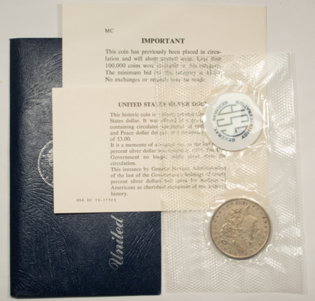 Dollars 1882-O $1 MORGAN DOLLAR GSA BLUE SOFT PACK – ABOUT UNCIRCULATED W/ BOTH CARDS!