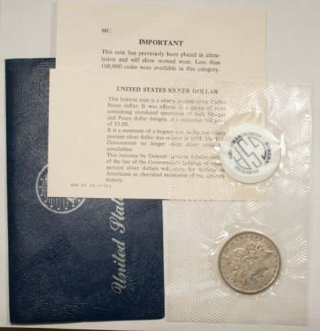 Dollars 1882-O $1 MORGAN DOLLAR GSA BLUE SOFT PACK – AU+ W/ ENVELOPE & BOTH CARDS!