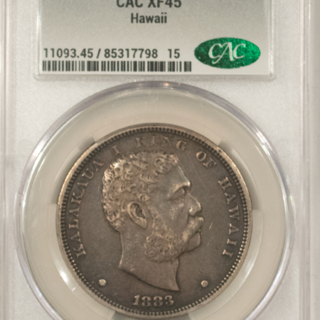 Hawaii/U.S. Territory Coins 1883 HAWAII TERRITORIAL DOLLAR – CACG XF-45 PERFECT FOR THE GRADE, CAC APPROVED!