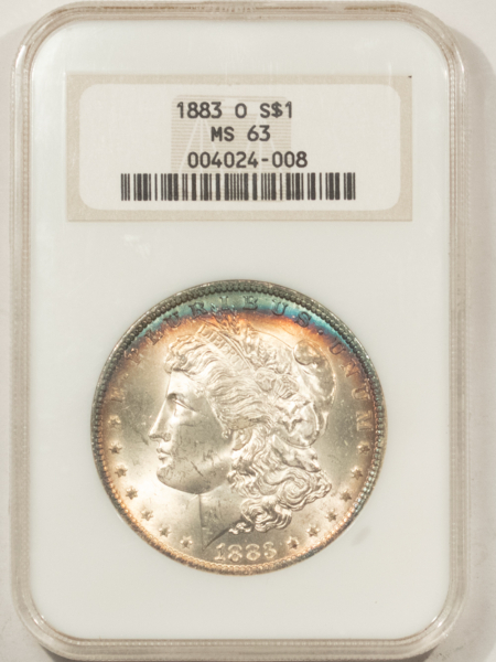 Dollars 1883-O $1 MORGAN DOLLAR – NGC MS-63, PREMIUM QUALITY COLOR! OLD FATTIE!