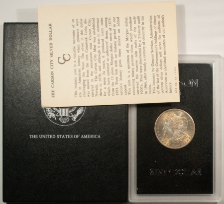 Dollars 1884-CC MORGAN DOLLAR, GSA HARD CASE BOX/CERT-100% LIGHTLY TONED PRETTY REVERSE!