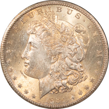 Dollars 1884-CC MORGAN DOLLAR, GSA HARD CASE BOX/CERT-100% LIGHTLY TONED PRETTY REVERSE!