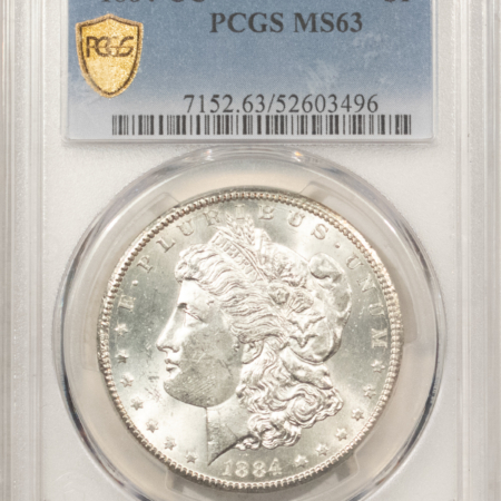 Dollars 1884-CC $1 MORGAN DOLLAR – PCGS MS-63, BLAST WHITE CARSON CITY!