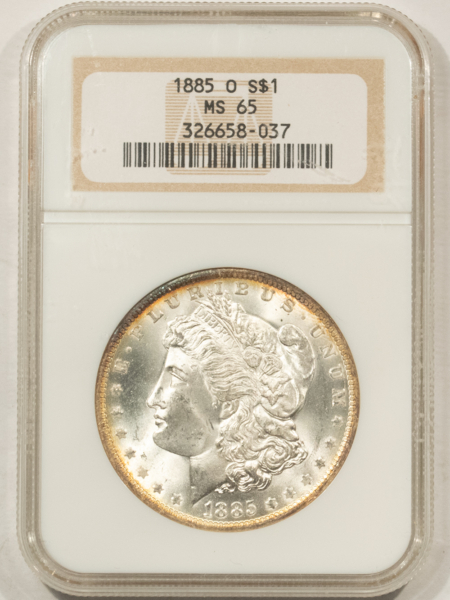 Dollars 1885-O $1 MORGAN DOLLAR – NGC MS-65, FLASHY & PRETTY!