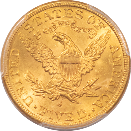 $5 1885-S $5 LIBERTY GOLD HALF EAGLE – PCGS MS-64