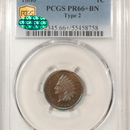 CAC Approved Coins 1886 PROOF INDIAN CENT, TYPE 2 – PCGS PR-66+ BN CAC, GORGOUS & LOOKS SUPERB 67!