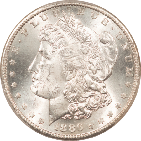 CAC Approved Coins 1886-S $1 MORGAN DOLLAR – PCGS MS-62, CAC APPROVED! BLAST WHITE AND PQ++