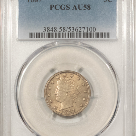 Liberty Nickels 1887 LIBERTY NICKEL – PCGS AU-58, TOUGH!