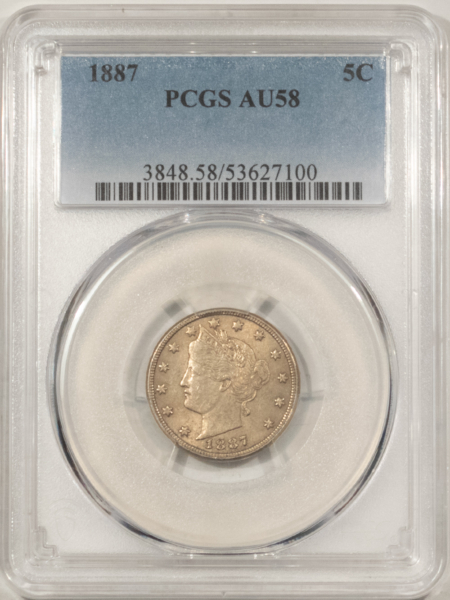 Liberty Nickels 1887 LIBERTY NICKEL – PCGS AU-58, TOUGH!