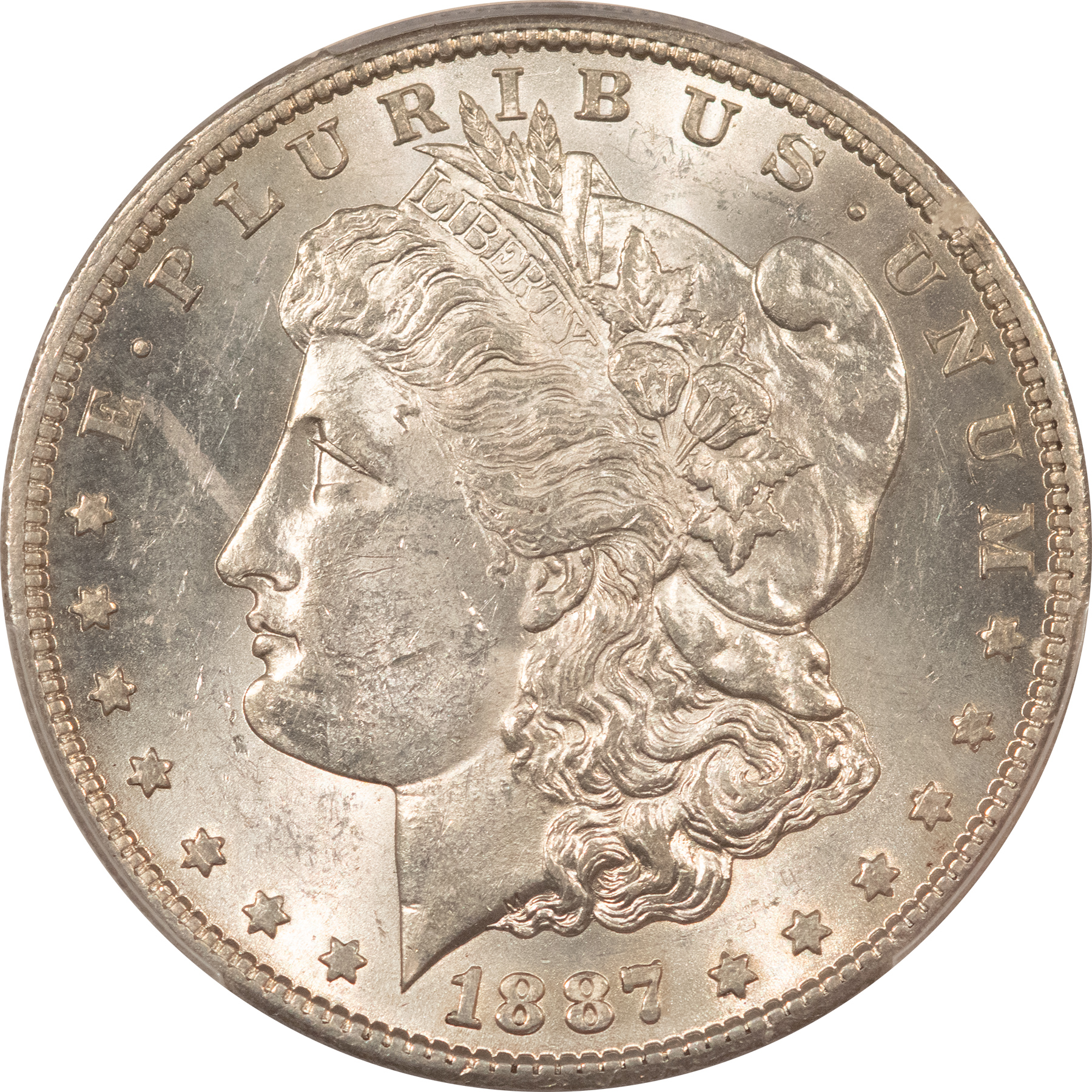 Dollars 1887-S $1 MORGAN DOLLAR – PCGS MS-61 WHITE & LUSTROUS, LOOKS BETTER! Dollars 1887-S $1 MORGAN DOLLAR – PCGS MS-61 WHITE & LUSTROUS, LOOKS BETTER!